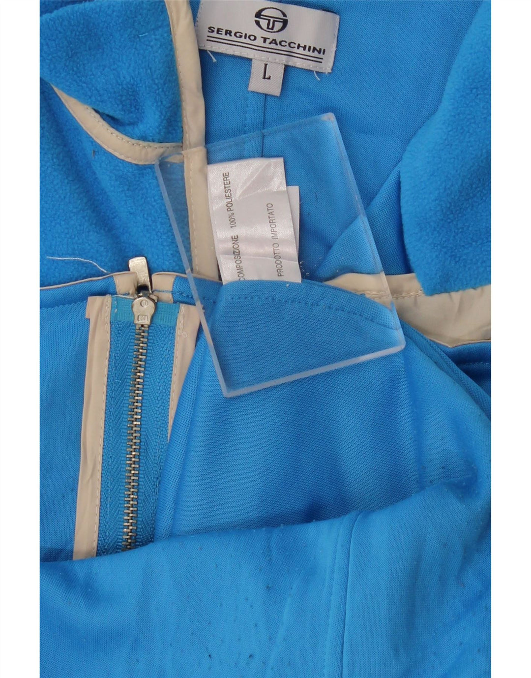 SERGIO TACCHINI Ženska jakna od flisa UK 14 Veliki plavi prugasti poliester