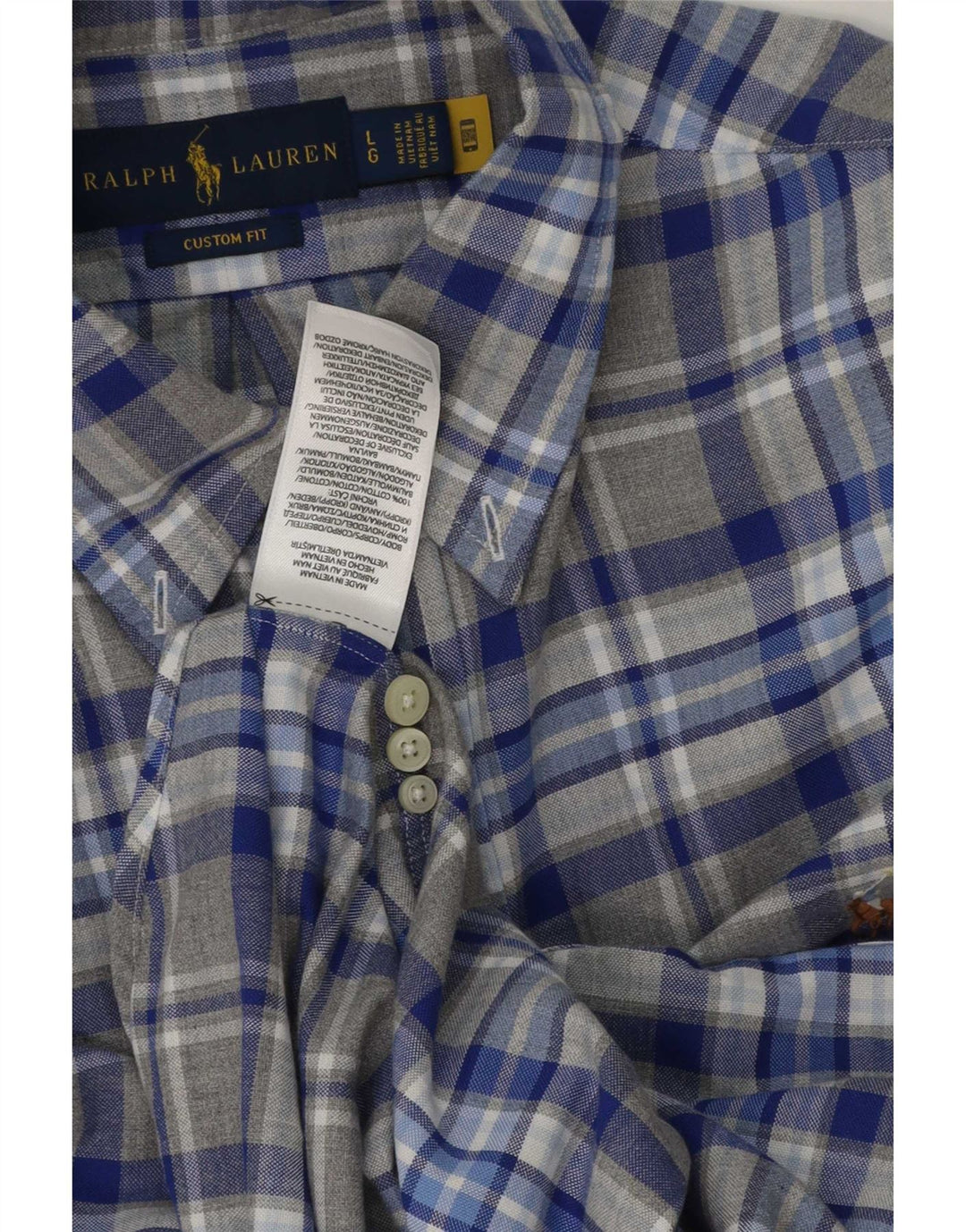 Ralph Lauren muška košulja prilagođenog kroja, veliki sivi karirani pamuk