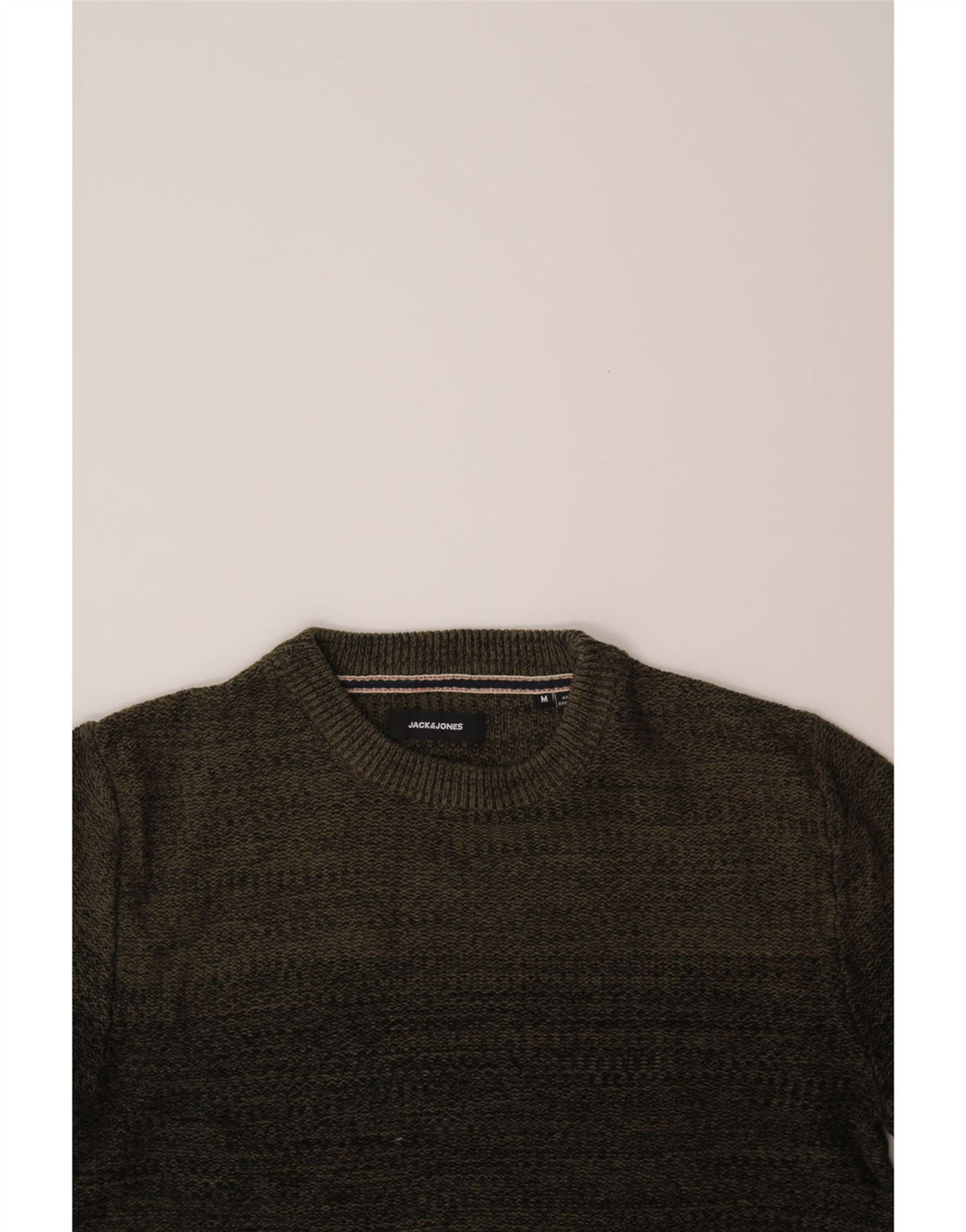 JACK & JONES Mens Crew Neck Jumper Sweater Medium Khaki Cotton Vintage Jack & Jones and Second-Hand Jack & Jones from Messina Hembry 