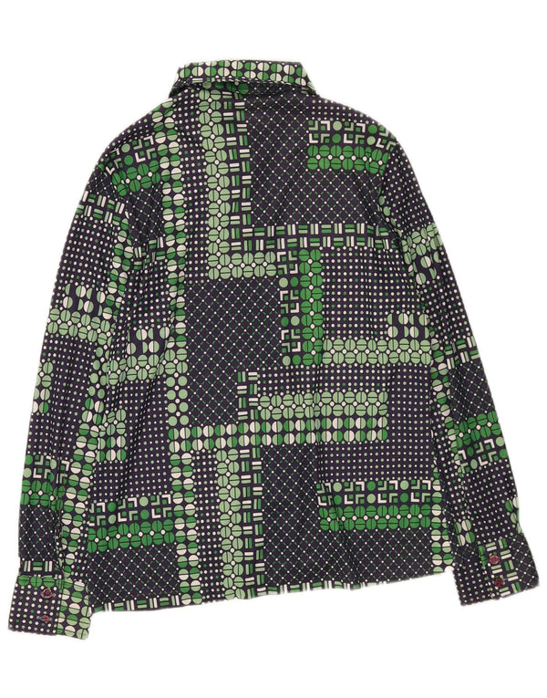 Vintage ženska košulja UK 14 srednje zelena geometrijska