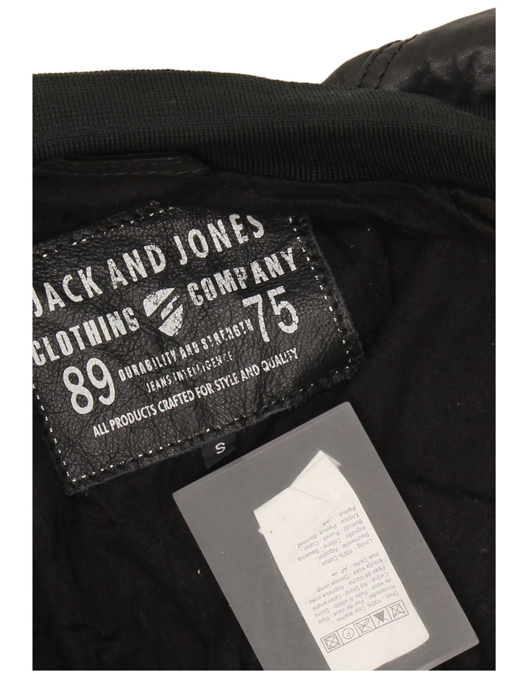 Jack & Jones muška kožna bomber jakna UK 36 Mala crna kožna