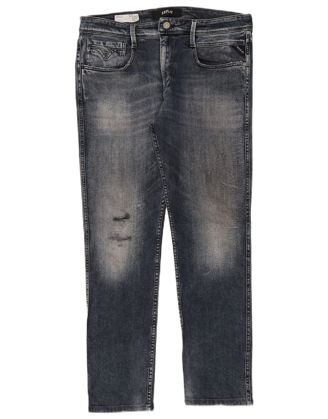 Replay Muške Anbass Distressed Slim Jeans W34 L30 Plave