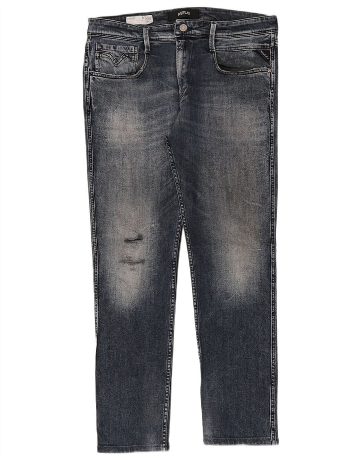 Replay Muške Anbass Distressed Slim Jeans W34 L30 Plave