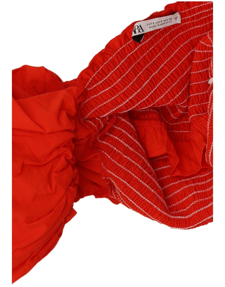 Zara ženski kratki top s otvorenim ramenima UK 8 Small Red