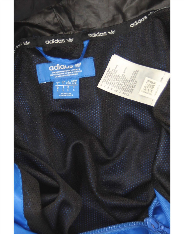 Adidas muška kišna jakna s kapuljačom UK 40 Large Blue Colourblock poliester