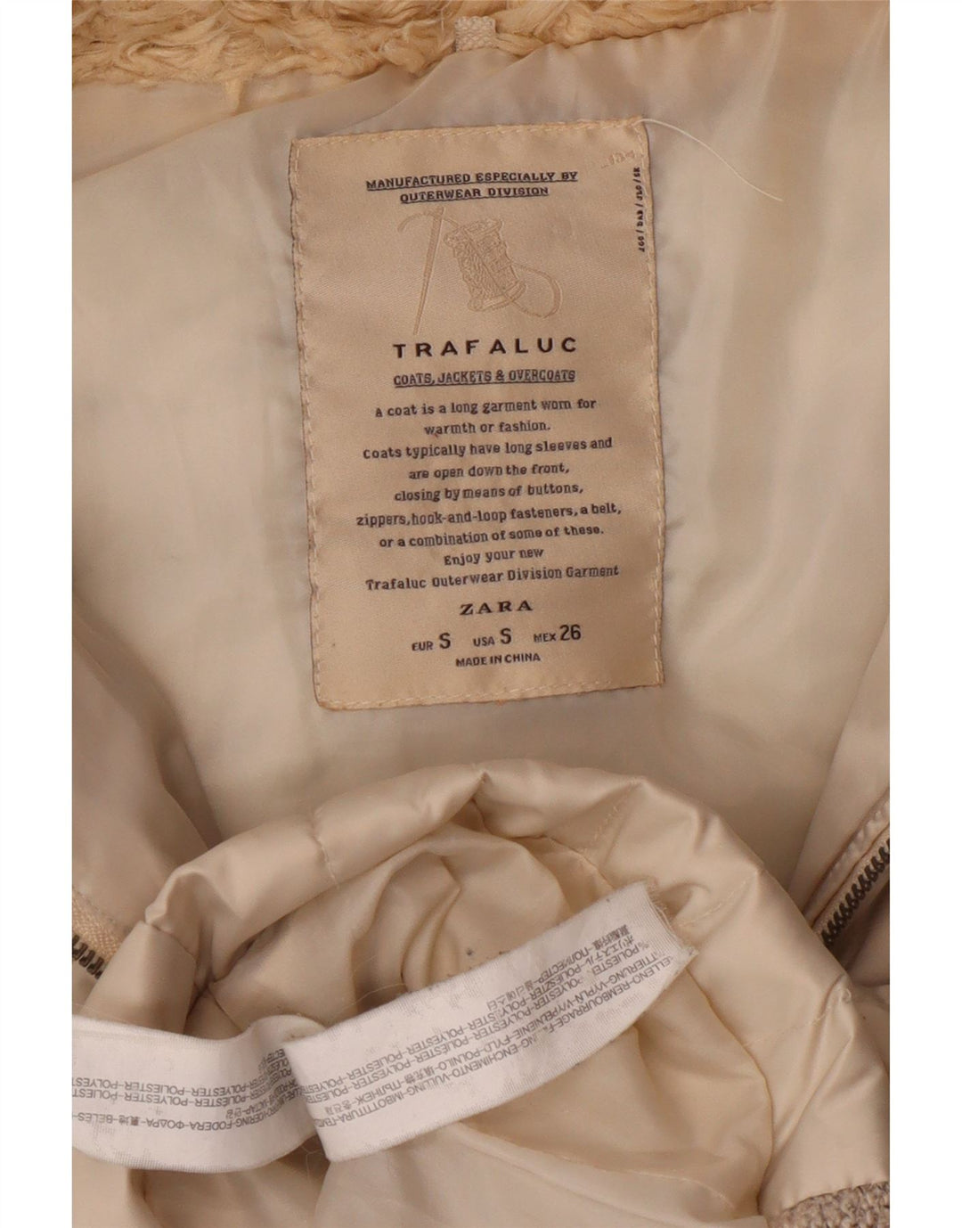 Ženska podstavljena majica s kapuljačom Zara UK 10 Mala bež poliester