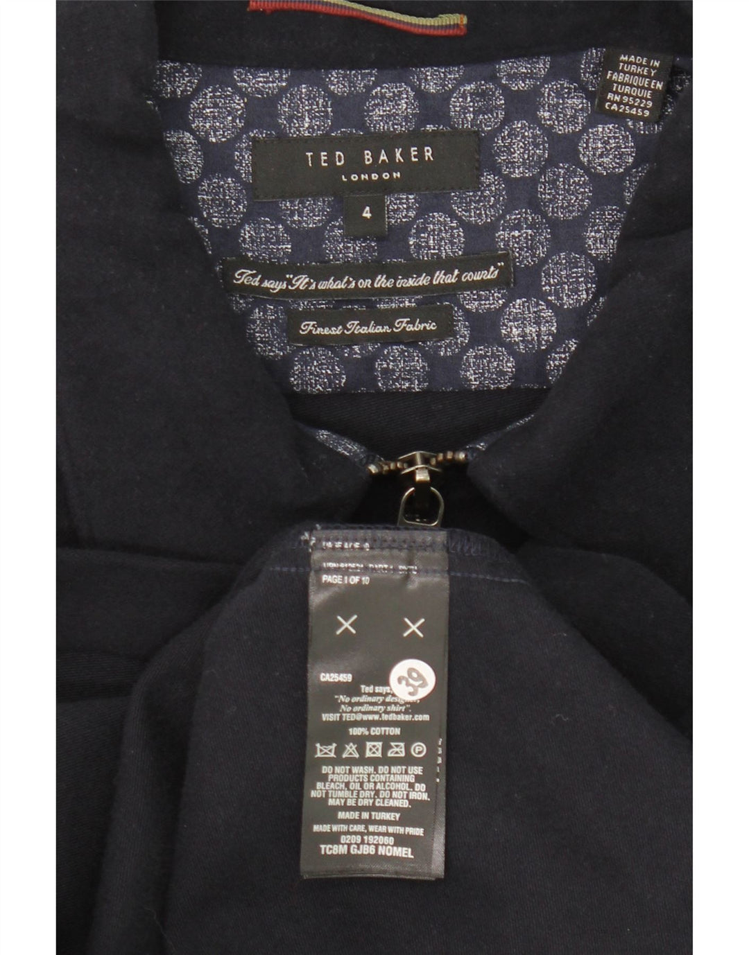 Ted Baker muška bomber jakna veličine 4, veliki tamnoplavi pamuk