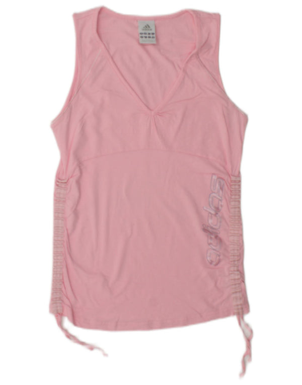 Adidas Womens Graphic Vest Top UK 12 Medium  Pink Cotton