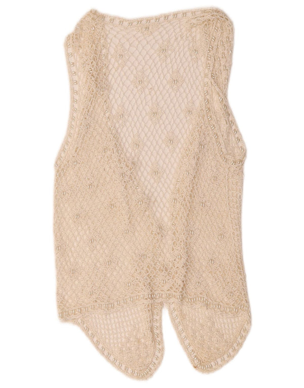 Vintage heklani ženski prsluk UK 10 Small Off White