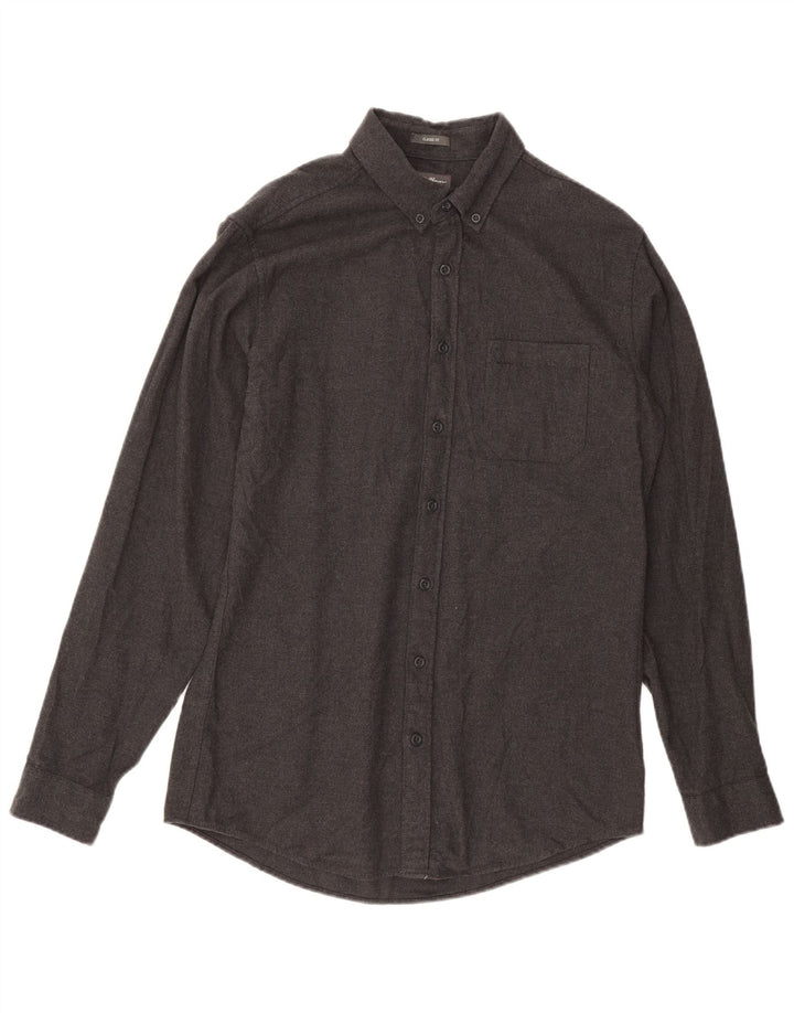 EDDIE BAUER Mens Classic Fit Flannel Shirt Medium Grey Cotton
