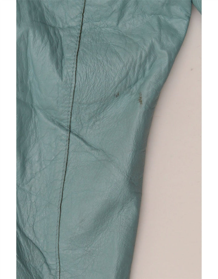 Vintage ženska kožna bolero jakna s 3/4 rukavima IT 42 srednje plava koža