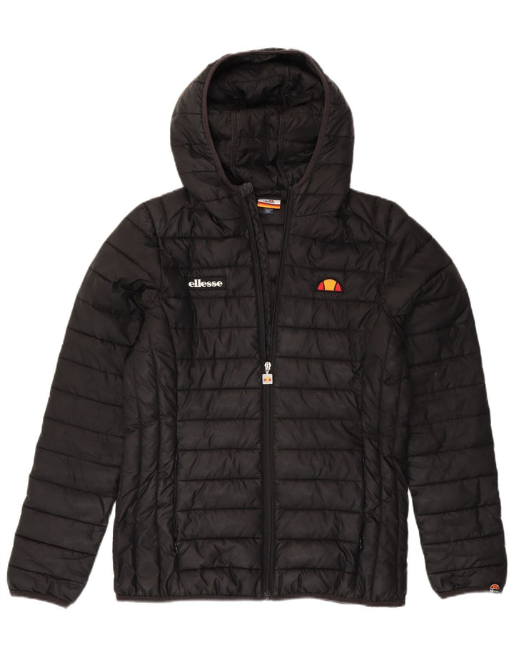 ELLESSE Womens Hooded Padded Jacket UK 12 Medium Black Polyester