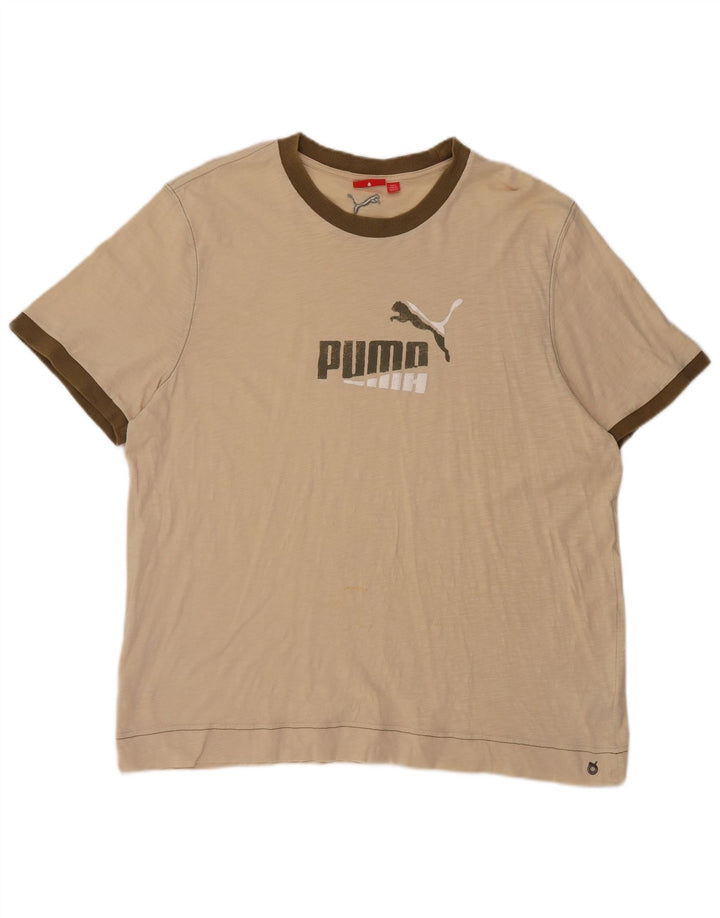 Puma muška majica kratkih rukava s grafičkim motivima 2XL, bež pamuk