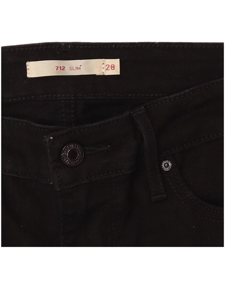Levi's ženske 712 uske traperice W28 L30 crni pamuk