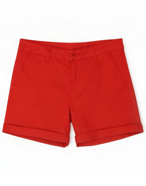 Benetton Womens Chino Shorts UK 10 Small W30 Red Cotton