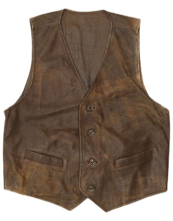 Vintage muški kožni prsluk srednje zelene kože Retro