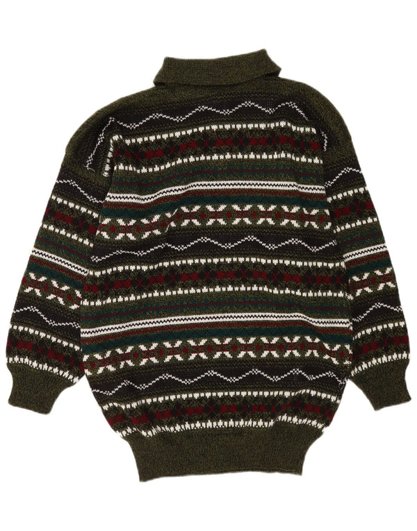 Vintage muški džemper s polo ovratnikom srednje raznobojne geometrije