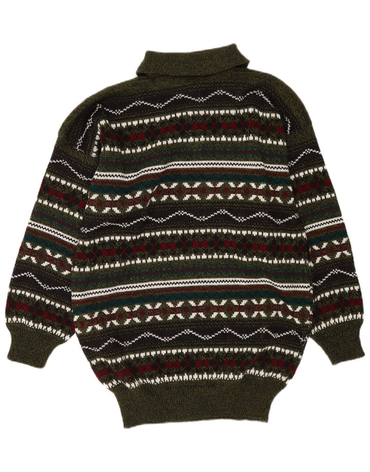 Vintage muški džemper s polo ovratnikom srednje raznobojne geometrije