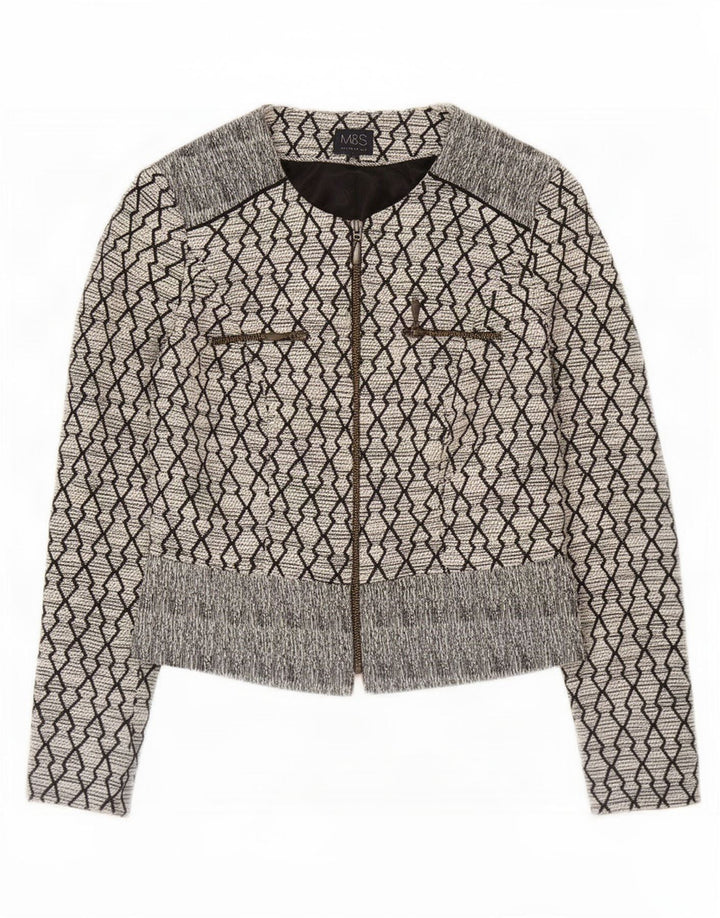 Marks & Spencer ženski sako jakna UK 8 Mali crni geometrijski pamuk