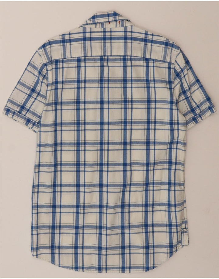 SUPERDRY Mens Short Sleeve Shirt Medium Blue Check Cotton Vintage Superdry and Second-Hand Superdry from Messina Hembry 
