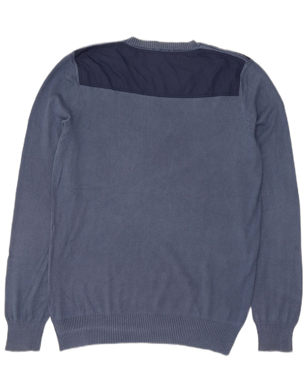 Calvin Klein muški džemper s okruglim izrezom 2XL tamnoplavi pamuk u blokovima boja