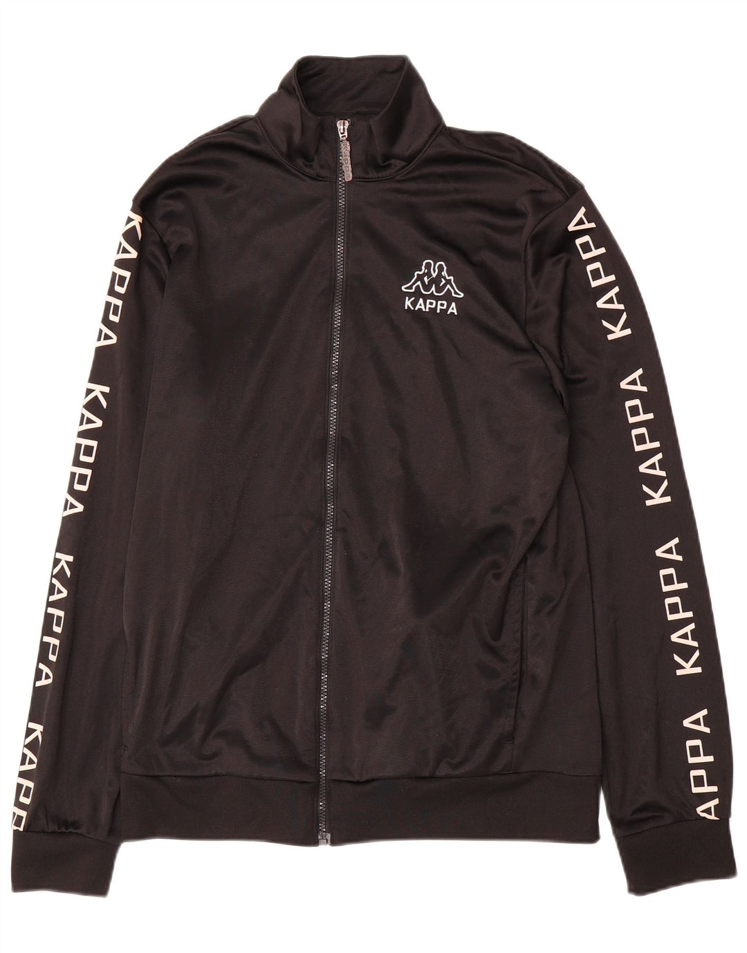 Kappa muška trenirka s grafičkim motivima, velika sportska jakna od crnog poliestera