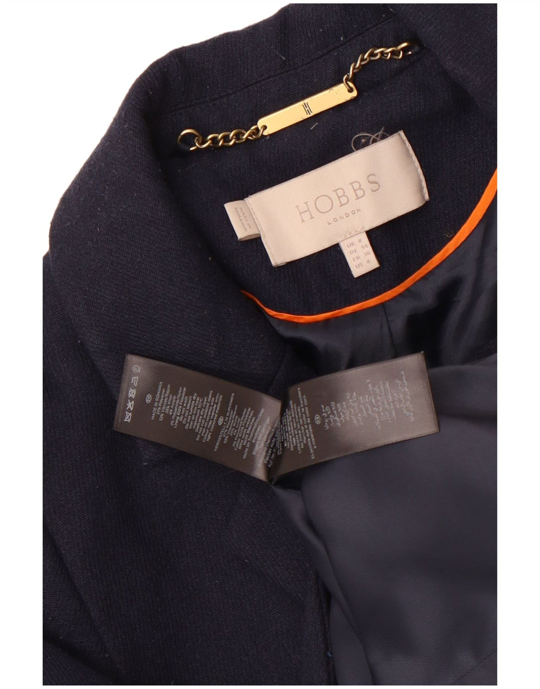 Hobbsova ženska jakna sa dugim dugim 1 gumbom UK 8 Mali tamnoplavi poliester