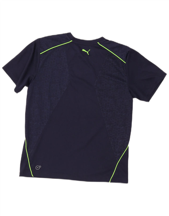 Puma Boys Graphic T-Shirt Top 11-12 Years Large Navy Blue prugasti poliester
