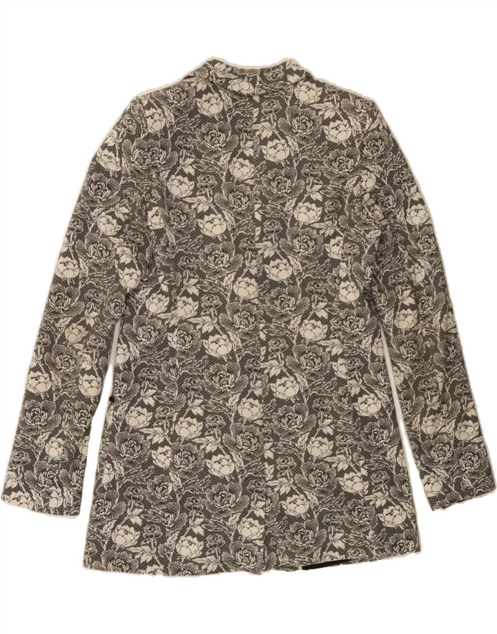 PATRIZIA PEPE Womens 2 Button Blazer Jacket IT 46 Large Grey Floral Vintage Patrizia Pepe and Second-Hand Patrizia Pepe from Messina Hembry 