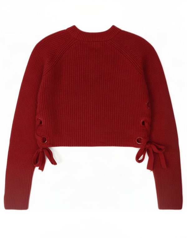 Topshop ženski kratki džemper s kornjačičastim ovratnikom UK 10 Small Burgundy