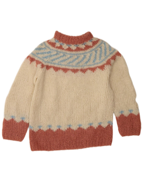 Vintage ženski džemper s kornjačičastim ovratnikom UK 14 Srednje bež Fair Isle