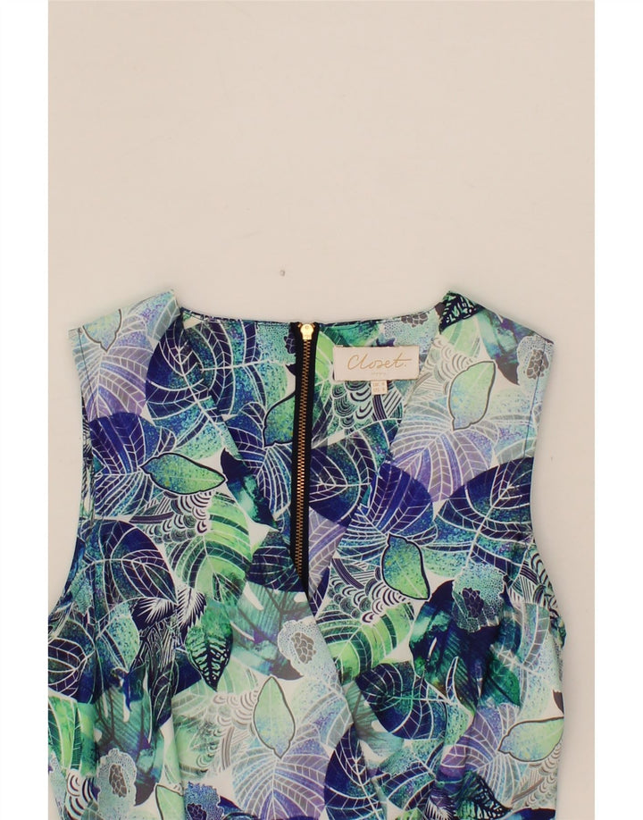 CLOSET Womens A-Line Dress UK 8 Small Blue Floral Polyester Vintage CLOSET and Second-Hand CLOSET from Messina Hembry 