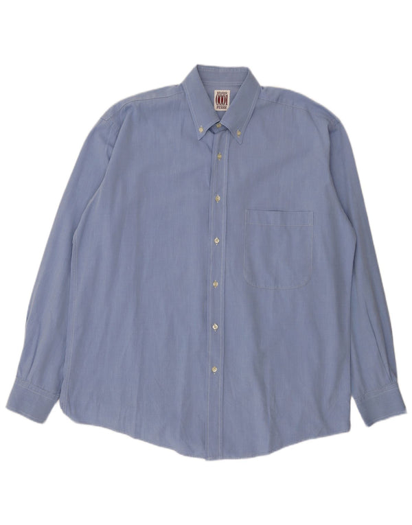 Ferre Mens Shirt Size 42 16 1/2 Large Blue Cotton