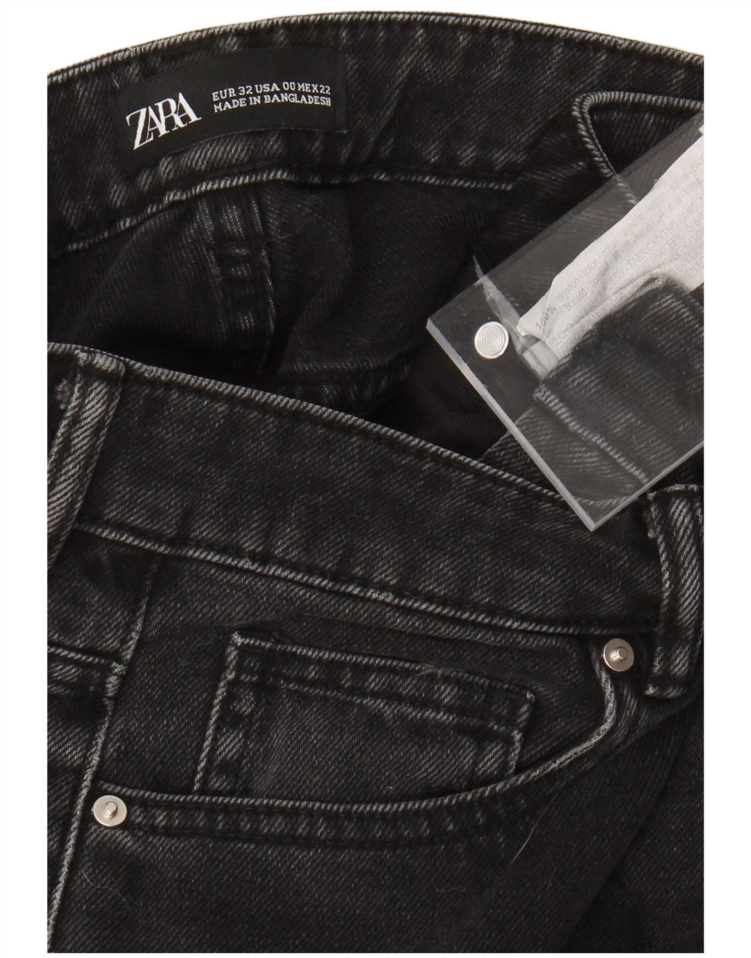 ZARA Ženske kratke traperice visokog struka širokih nogavica W22 L25 crni pamuk