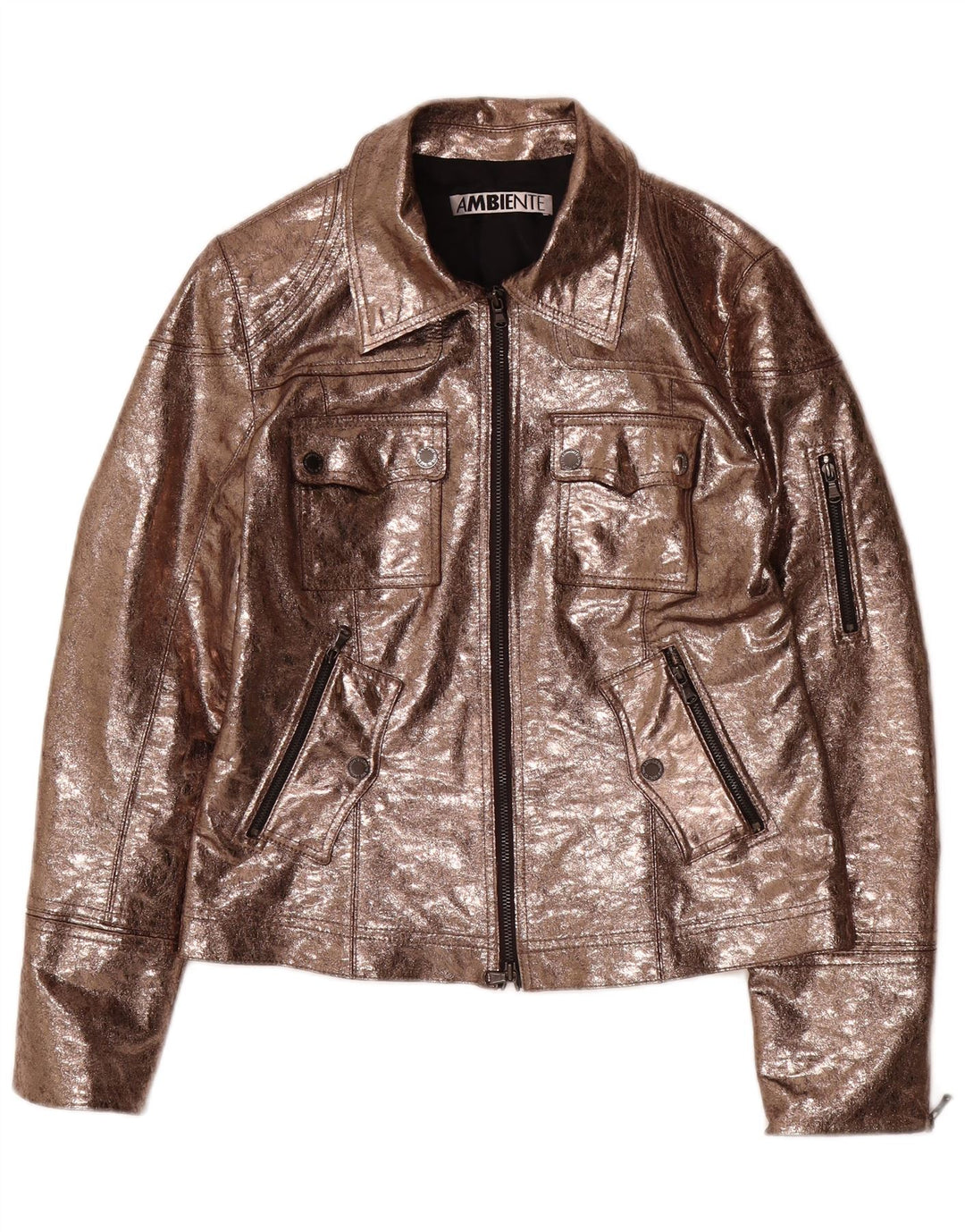 AMBIENTE ženska jakna od umjetne kože UK 14 veliki smeđi poliester