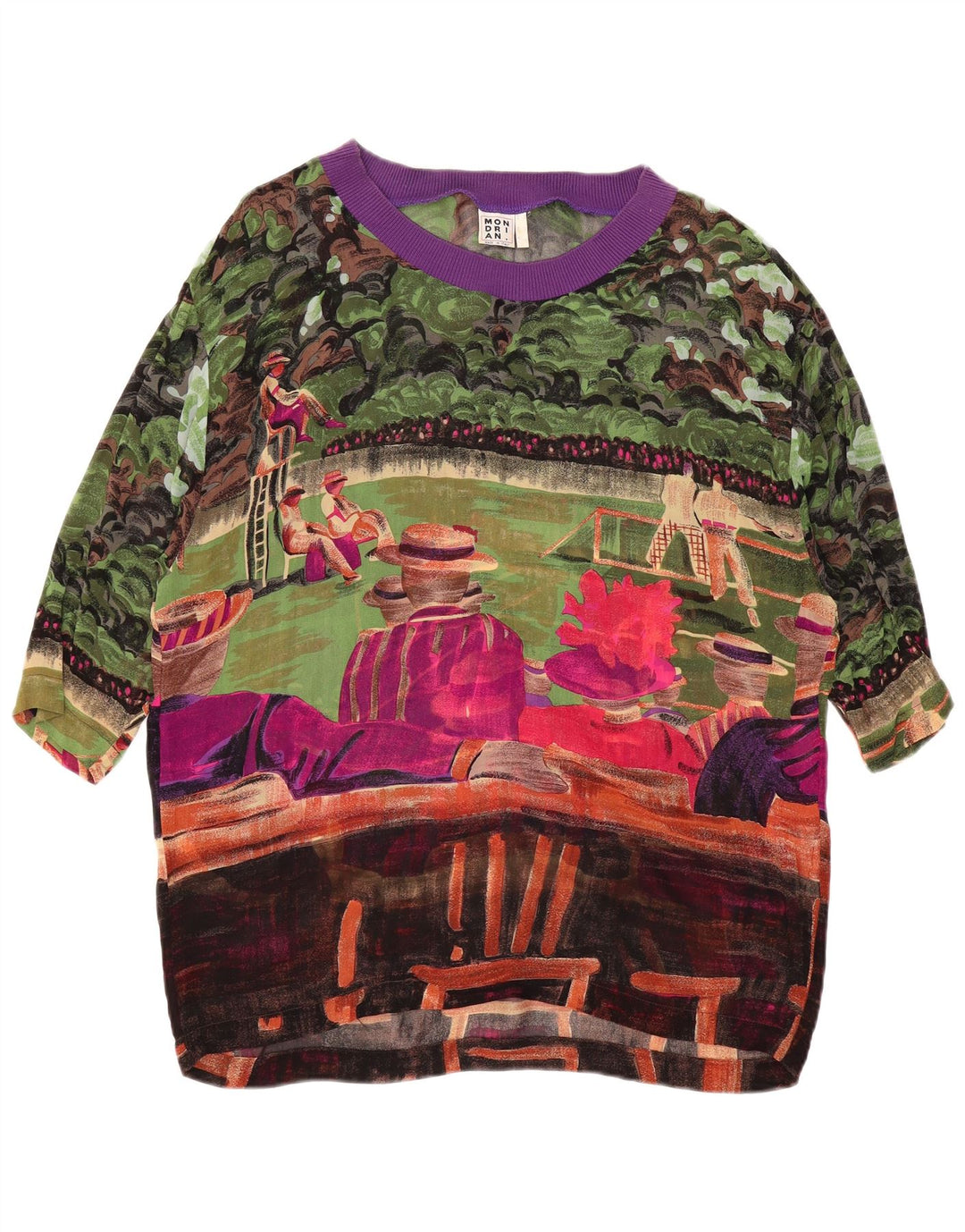 VINTAGE Ženski gornji dio bluze s apstraktnim uzorkom UK 14 Veliki, višebojni