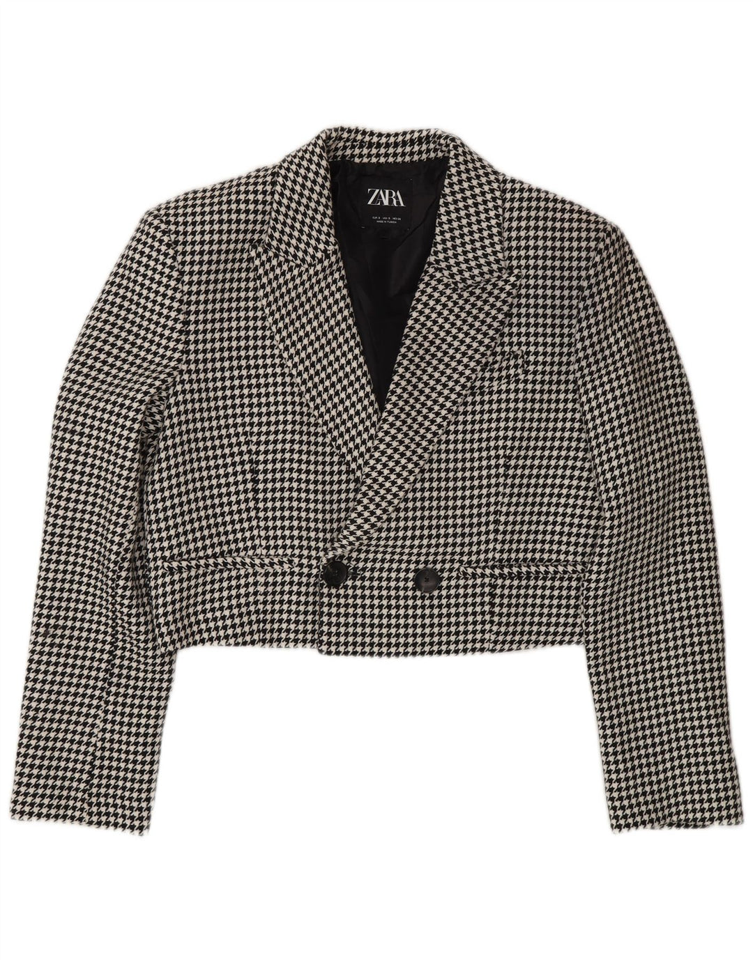 Zara ženska velika bolero jakna UK 10 Mala crna houndstooth