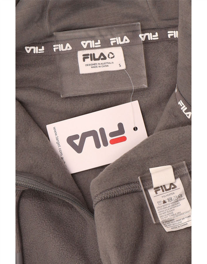 FILA Mens Fleece Zip Neck Hoodie Jumper Small Grey Polyester