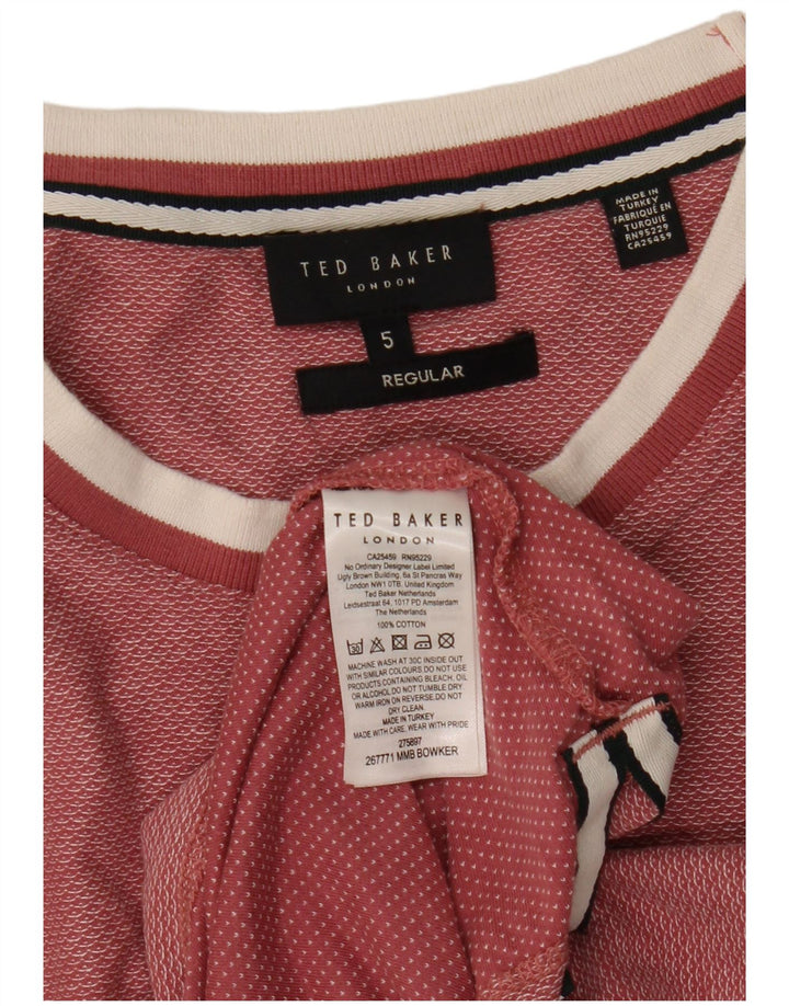 Ted Baker, obična muška majica kratkih rukava, veličina 5 XL, ružičasti pamuk