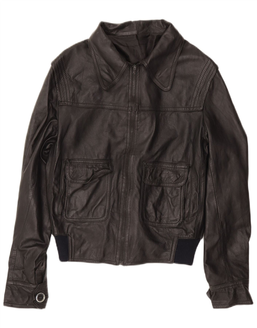 VINTAGE muška vojna bomber kožna jakna UK 38 srednje crna