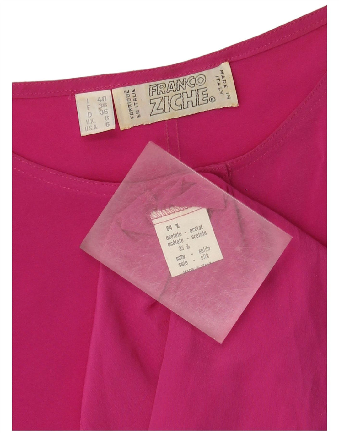 Franco Ziche Ženska prevelika bluza Top UK 8 Small Pink Acetate