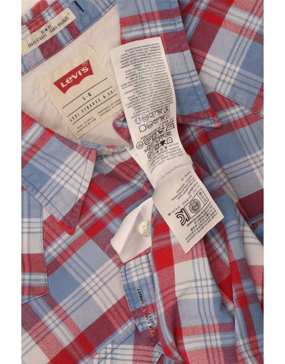 Levi's muška uska košulja kratkih rukava, veliki crveni karirani pamuk