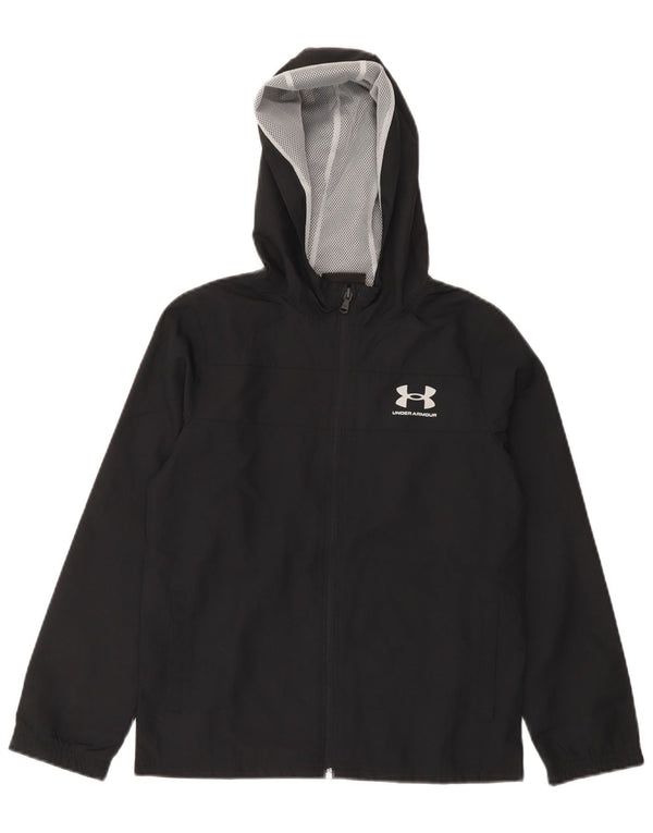 Kišna jakna Under Armour za dječake s kapuljačom, 9-10 godina srednje crne boje od poliestera