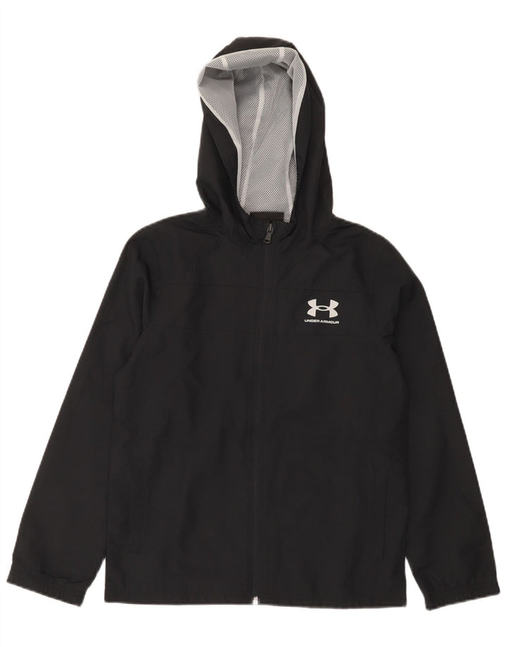 Kišna jakna Under Armour za dječake s kapuljačom, 9-10 godina srednje crne boje od poliestera