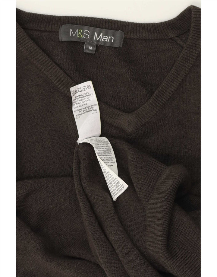 Marks & Spencer muški džemper s V-izrezom srednje sivi akril