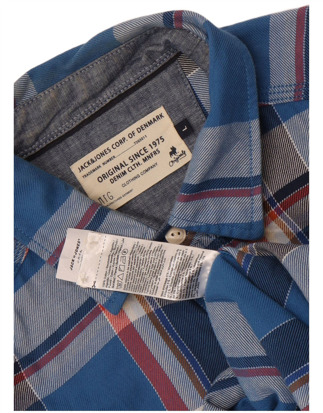 Jack & Jones muška flanelska košulja, veliki plavi karirani pamuk