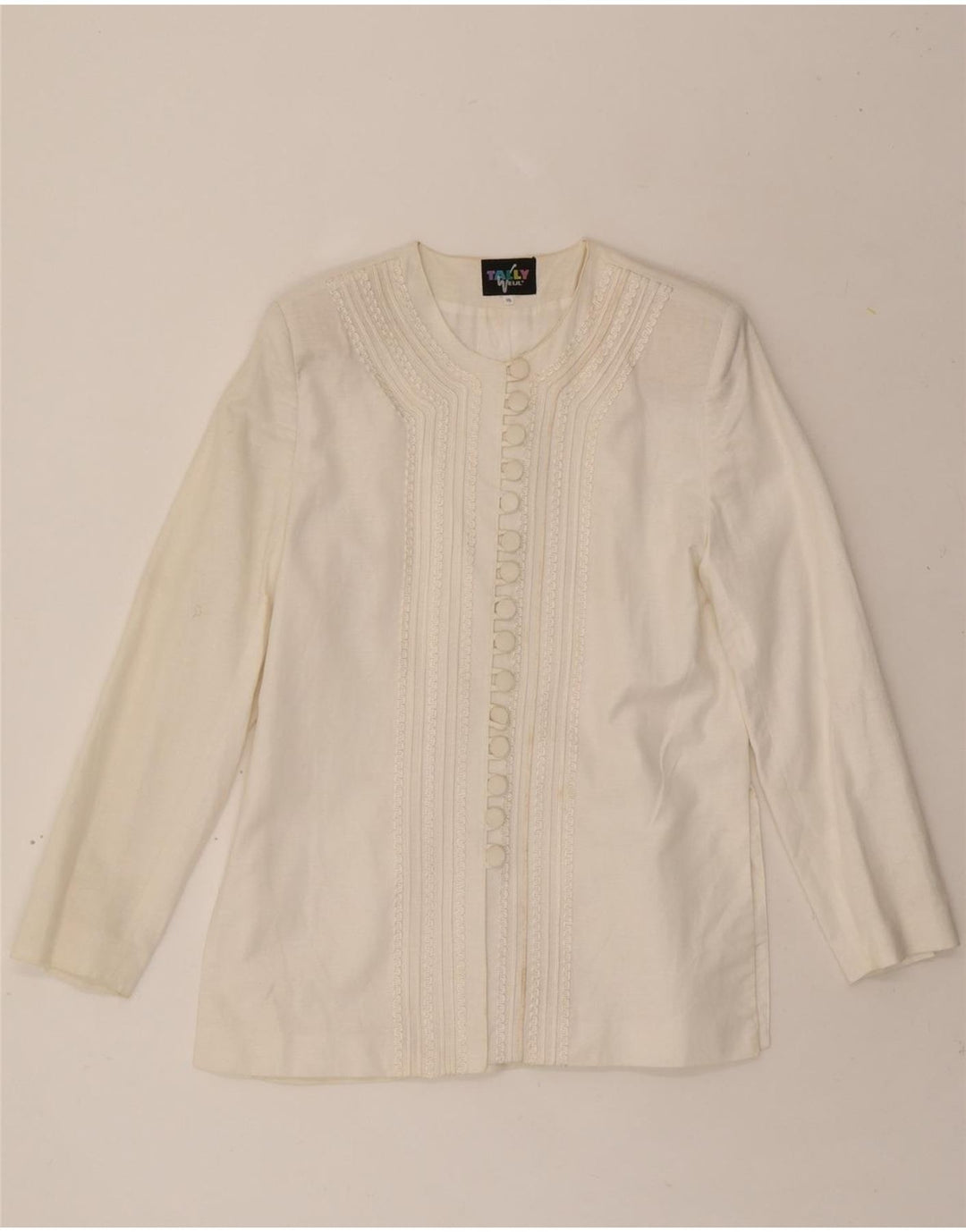 TALLY WEIJL Womens Blazer Jacket UK 14 Medium Off White Vintage Tally Weijl and Second-Hand Tally Weijl from Messina Hembry 