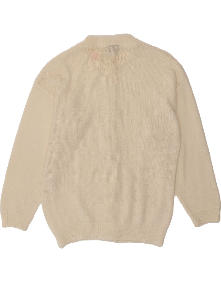 VINTAGE Womens Cardigan Sweater One Size White Acrylic Vintage Vintage and Second-Hand Vintage from Messina Hembry 