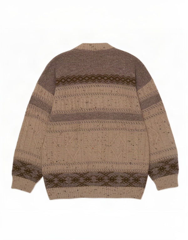 Umberto Vallati Muški kardigan pulover IT 52 Large Beige Geometric