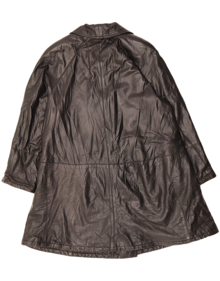 SUPREMA Womens Oversized Leather Coat IT 46 Large Black Leather